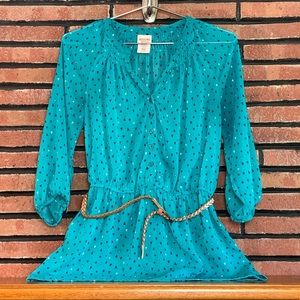 Mossimo Belted Blue Blouse SZ-M